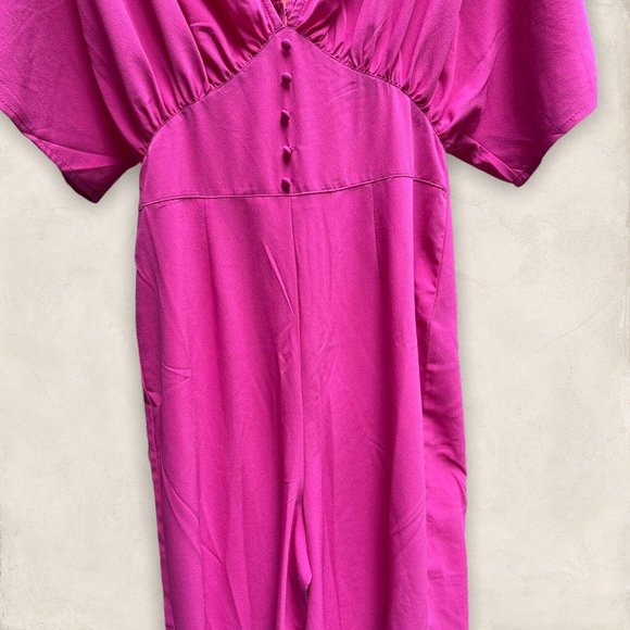 NWT ASOS Design Magenta Tea Jumpsuit With Kimono Sleeve And Button Detail Size 4 - Picture 6 of 12